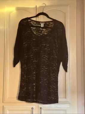 Janette Plus Black Lace Tunic Top